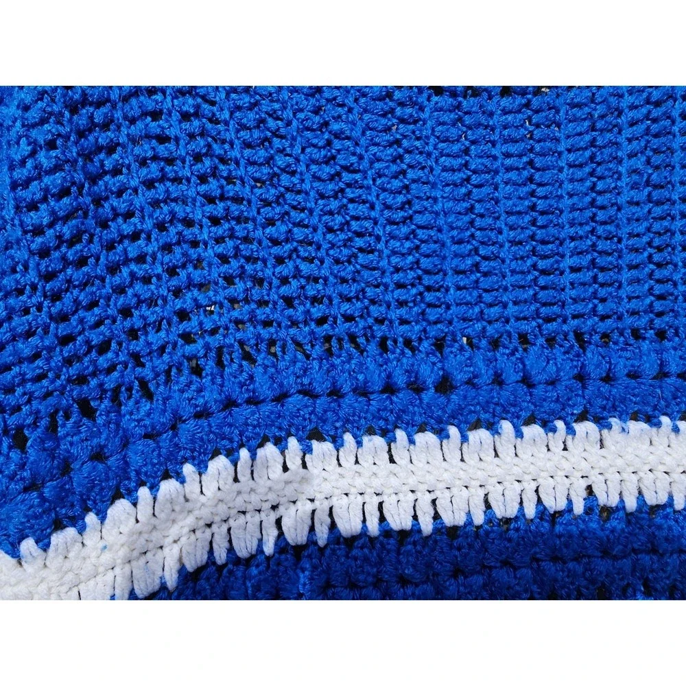 VTG Large Colorful Crocheted Afghan Blanket Throw 63x63 Grannycore Handwoven